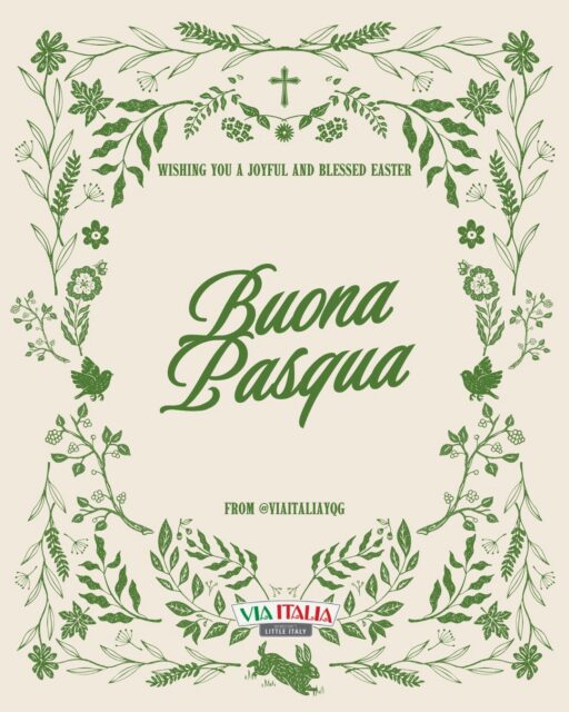 Buona Pasqua from the heart of Via Italia. 🌿🐣
Wishing our community a beautiful Easter filled with peace, joy, and time with loved ones.