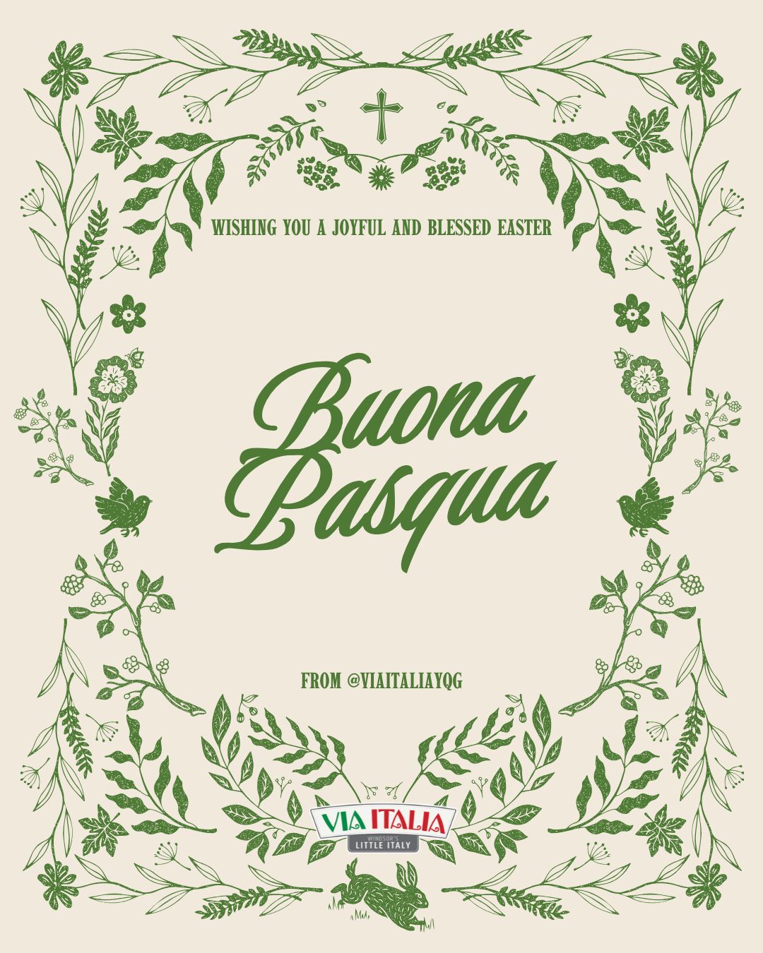 Buona Pasqua from the heart of Via Italia. 🌿🐣
Wishing our community a beautiful Easter filled with peace, joy, and time with loved ones.